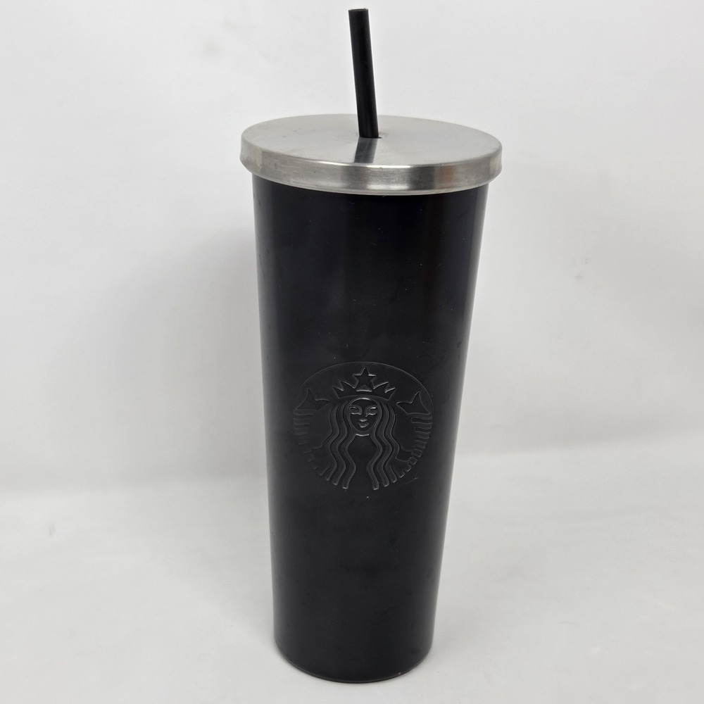 Starbucks Matte Black Stainless Steel Tumbler Mermaid Logo 24 oz Venti Cold Cup